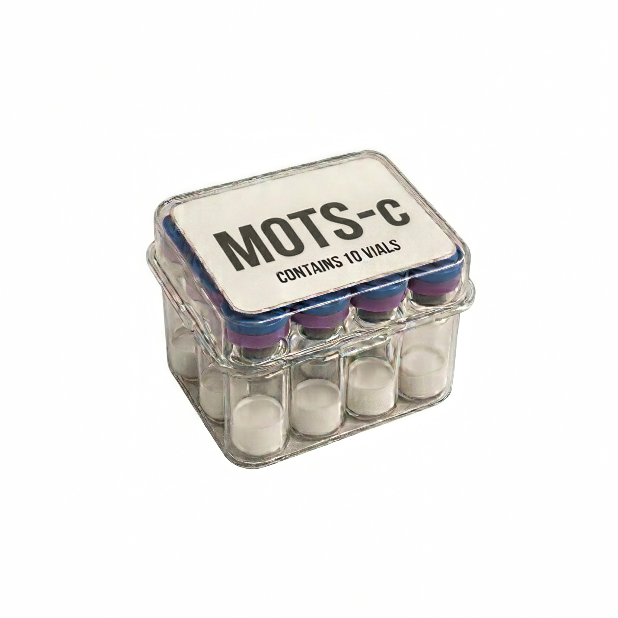 10 vials of research-grade MOTS-c peptide 10mg 20mg 40mg freeze-dried powder for metabolic research.