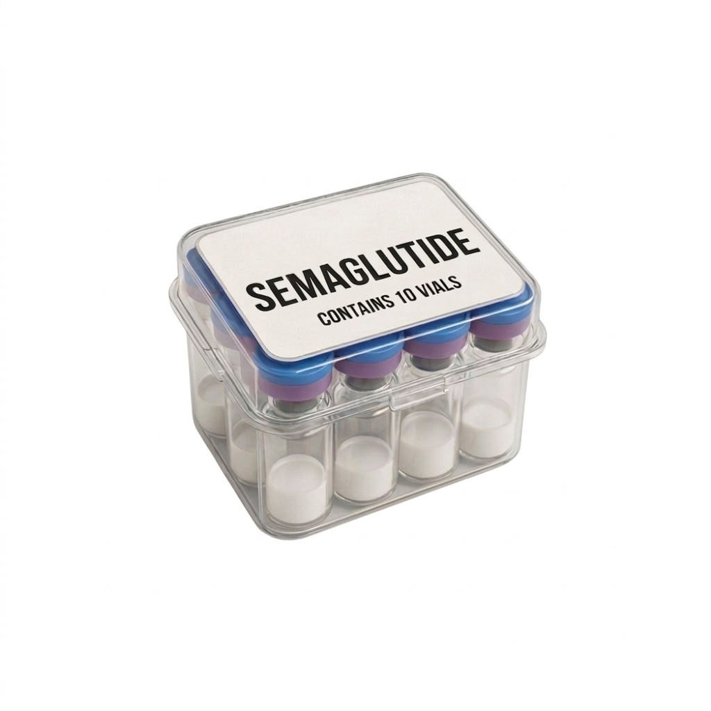 Laboratory kit containing 10 vials of high-purity Semaglutide for research purposes.